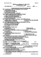Đề kiểm tra 15 phút học kỳ 2 môn Sinh học 9